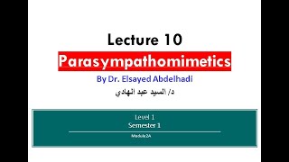 Lecture 10  Parasympthomimetics  Dr Elsayed Abdelhadi  2023  2024 [upl. by Einniw]