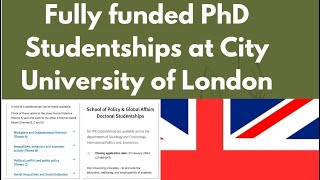 Fully funded doctoral studentship at City University of London [upl. by Suzanna]