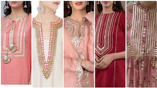 50 amazing Kurtis neck designs with gotta patti and lace border designs ideas [upl. by Mingche]