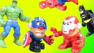 Marvel DC Toys Transform to Potato Head Mixable Mashable Heroes Hulk helps Batman Spiderman [upl. by Willabella]