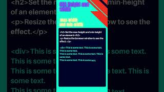 052 Css Example  css width and height  Set the max width and min width of an element shorts [upl. by Randi]