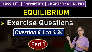 Class 11th Chemistry Chapter 6  Exercise Questions 61 to 634  Chapter 6 Equilibrium  NCERT [upl. by Dyl]