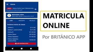 Tutorial Matrícula Online por Británico APP  Pago en App de BCP [upl. by Neetsirk406]