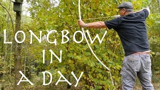 Longbow in a Day Novice makes an ash longbow in a day Beginner bowyer in the woods [upl. by Alidus217]