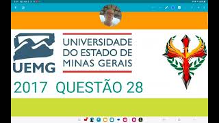 UEMG 2017 questão 28 No gráfico representado a seguir uma das retas esboçadas tem inclinação [upl. by Epilihp]