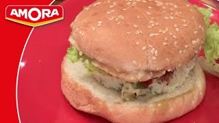 Recette Burger de Dinde Ricotta et Sauce Tartare  Amora [upl. by Einahteb402]