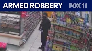 Canoga Park 7Eleven store robbed at gunpoint [upl. by Alyaj]