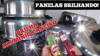 PANELAS BRILHANDO COMO FAZER BRILHO ALUMÍNIO LÍQUIDO CASEIRO COM 3 INGREDIENTES [upl. by Rovelli74]