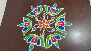 simple and beautiful rangoli design 🌹🌺 53 dots rangoli design easy to use rangoli 🌹 [upl. by Duax186]