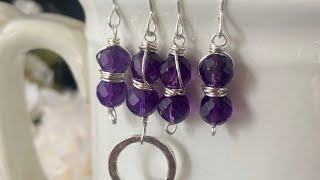 How to wire wrap a center and diagonal wire wrap for earrings [upl. by Aidahs]