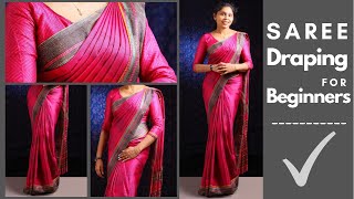 Saree draping tutorial for beginnerstips for secure fittingതുടക്കക്കാർക്‌അടിപൊളിയായിസാരിഉടുക്കാം [upl. by Yacov]