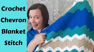 How To Crochet Basic Chevron Ripple Blanket Stitch Pattern  Half Double Crochet HDC [upl. by Neona]