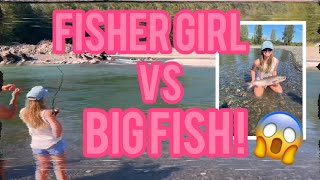 FISHER GIRL LANDS A BEAUTY COHO Epic fight on the kispiox river BC🇨🇦 [upl. by Walli]