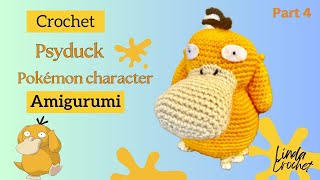 Part 4 Amigurumi Crochet cute Psyduck  Pokemon family Arms Tail Hair 🧶 [upl. by Odranar]