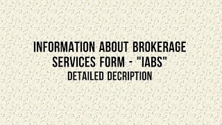 Information About Brokerage Services Form  IABS  Real Estate [upl. by Joo]