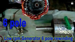 Low rpm generator 6 pole rewinding [upl. by Atinram334]