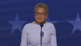 LA Mayor Karen Bass speaks at DNC [upl. by Ollopa]