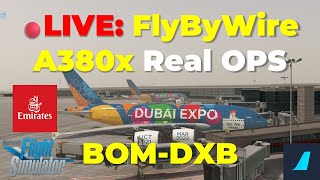 🔴LIVE FlyByWire A320 Emirates A380 Real OPS BOMDXB  Microsoft Flight Sim [upl. by Eanom680]