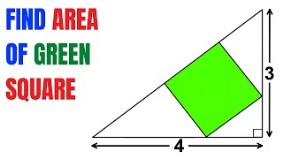 Find area of the Green Square inscribed in the right triangle  Important Geometry skills explained [upl. by Pownall234]