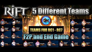 RC1  RC7 RIFT 5 Different Teams F2P amp End Game Detailed Walkthrough Tips and Tricks [upl. by Ciel819]