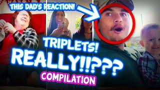 Triplets Part 4 Another Best funny triplet pregnancy reveal compilation Wait for the Dad [upl. by Thissa]