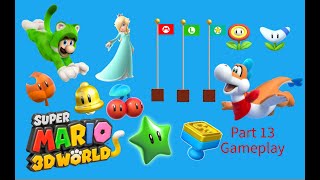 Super Mario 3D World Part 13 Gameplay World Star All Stamps Stars And Gold Flags [upl. by Orvan]