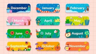 TWELVE NAMES OF MONTHS WITH FUN AND CHEER SONG FOR CHILDRENS BabiessKingdom [upl. by Jervis]