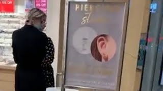 ears pierced meadowhall Video  Viral video of screaming girl getting ears pierced at Lovisa [upl. by Lapo]