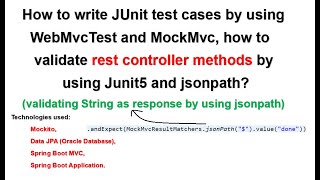 How to validate rest controller methods String as response by using Assertions and jsonPath Mockito [upl. by Osric589]