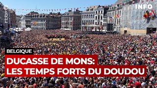 Ducasse de Mons  les temps forts du Doudou 2023  RTBF Info [upl. by Ahsinom396]