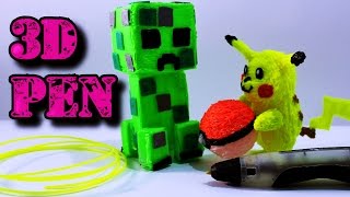 Dibujando en el aire un Creeper de Minecraft y Pikachu  Lápiz 3D  ArteMaster [upl. by Auburn]