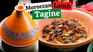 MOROCCAN LAMB TAGINE RECPIE  Lamb Tagine with Prunes Apricots Figs amp Almonds  Mrouzia Recipe [upl. by Derick97]