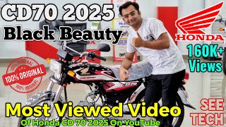 Honda CD70 2025 Model Black Complete Detailed Walk Around On See Tech [upl. by Valery]