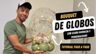 Bouquet con Globo Burbuja Personalizado  Trabajar con globos  Detalles con Globos  Balloon ideas [upl. by Hanej39]