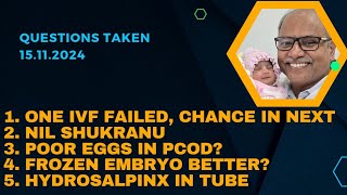 Questions Taken16112024 1 One IVF failed2 Nil Shukranu3 eggs in PCOD4 FET5 Hydrosalpinx [upl. by Viola593]