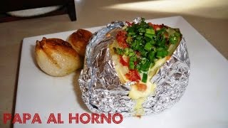 PAPA AL HORNO RELLENA RECETA FACIL Y RAPIDA  RICARDO RENTERIA [upl. by Aholah193]