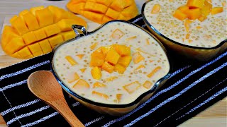 Mango Sago With tapioca pearls Mango Milk Pudding [upl. by Ulyram]