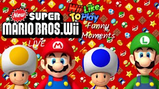 WiiLikeToPlay  New Super Mario Bros Wii Livestream Funny Moments [upl. by Aicirt921]