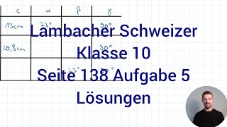 Dreieck Sinus amp Kosinus berechnen  Lambacher Schweizer Mathe 10 NRW G9 Seite 138 Aufgabe 5 [upl. by Aduhey671]