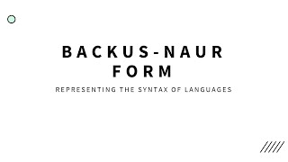 Representing syntax using BackusNaur Form [upl. by Yaja]