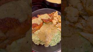 Make dinner with me  roast chicken thighs broccoli mashed potatoes w creamy pesto gravy 🥰 [upl. by Akemed]