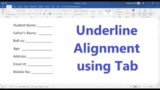 Underline Alignment using Tab  Microsoft Word Tutorial  Bangla [upl. by Ahsyekat]