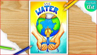 Save Water Save Earth poster Drawing  World Water Day 3 March 2023 Drawing [upl. by Nowtna324]