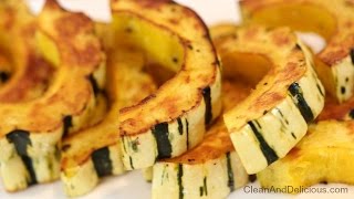 HowTo Roast Delicata Squash  CleanampDelicious [upl. by Asilat]