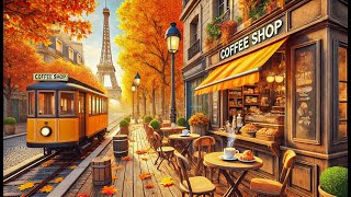 Train Station Paris Coffee Shop Ambience 4K 🍂 Smooth Autumn Jazz Music amp Positive Bossa Nova [upl. by Imoyn961]