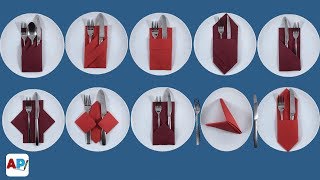 10 Maneras de doblar una servilleta  Servilletas de papel decorativas [upl. by Gnilyam584]