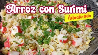 ARROZ CON SURIMI Y VERDURAS  RECETA CON PALMITO DE CANGREJO  KANIKAMA  ARROZ SALTEADO CON VERURAS [upl. by Anerat314]