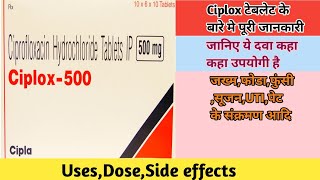 Ciplox 500mg tabletCiprofloxacin tab uses in Hindiusesdoseside effectsPharma With Vikram [upl. by Durware]