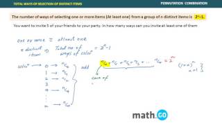 PERMUTATION COMBINATION  SELECTION OF DISTINCT ITEMS [upl. by Nairred]