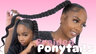 How To Braided Ponytail Using Braiding Hair  Braided Pigtails Tutorial [upl. by Marcia]